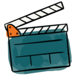 Teal ink and watercolour director clapperboard illustration representing performance based career coaching