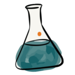 Teal ink and watercolour laboratory flask illustration representing career coaching methodology