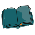Teal ink and watercolour open book illustration representing free career resources and knowledge