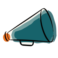 Teal ink and watercolour megaphone illustration representing professional voice and career confidence